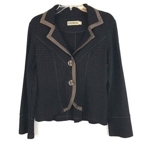 Canvas Back Womens Jacket Size Small S Black Pin Striped Buttons Long Sleeve